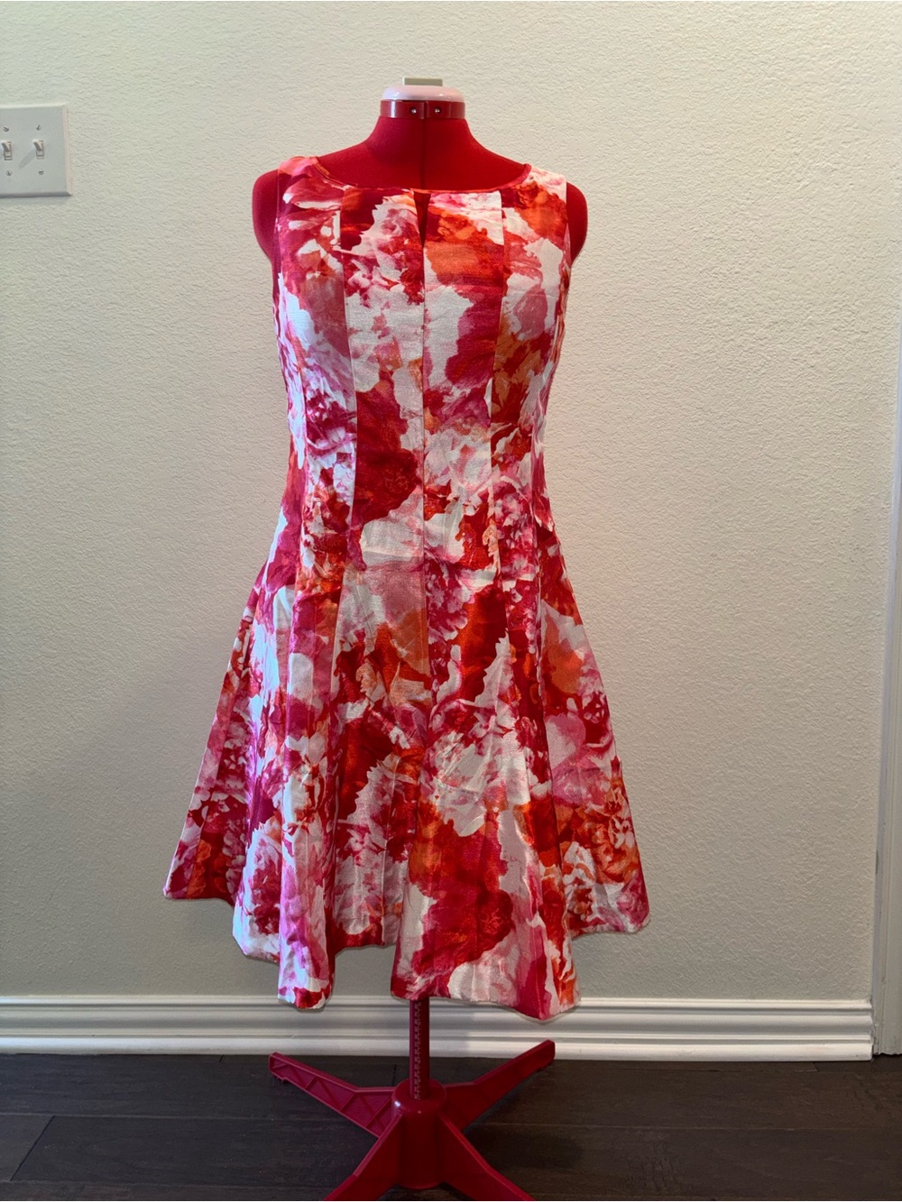 Db Established 1962 Pink and Red Floral Fit and Flare Tea Time Dress